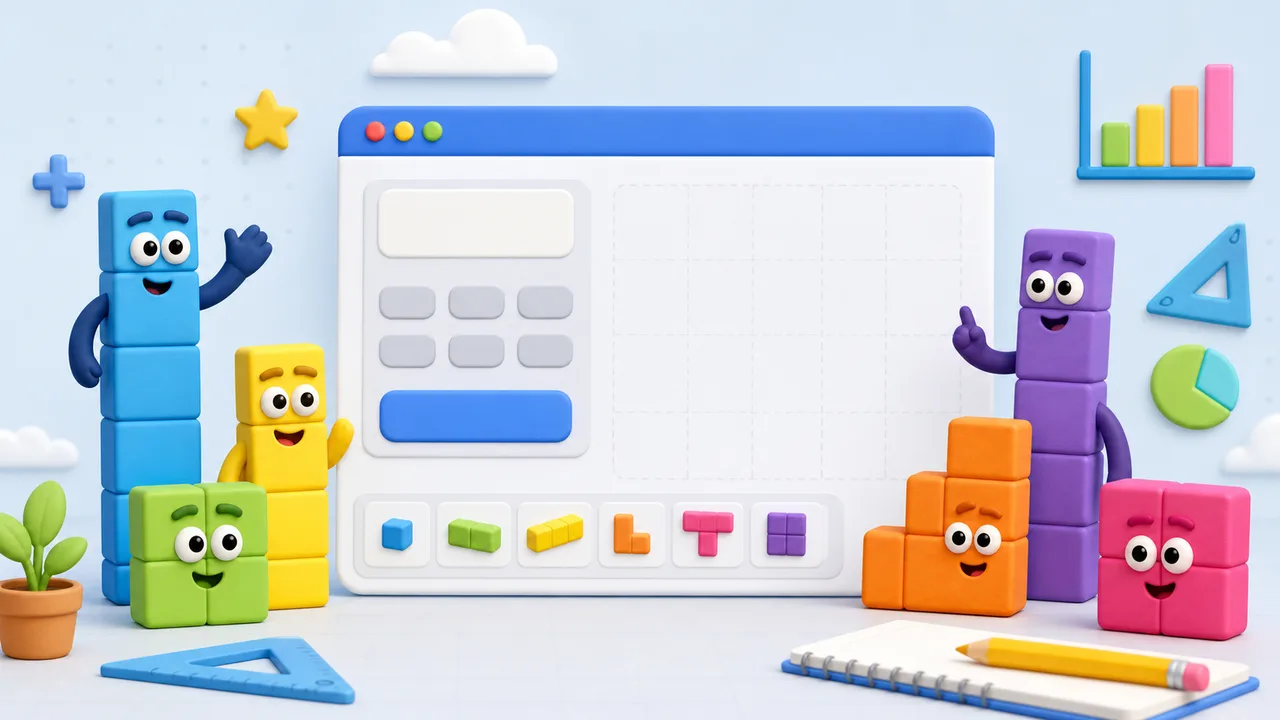 Colorful fan-made Numberblocks generator interface