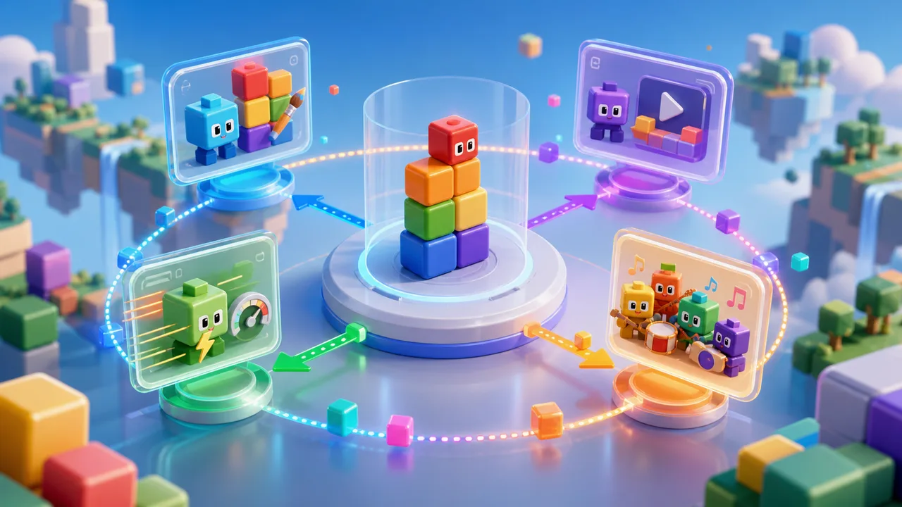 3D cube stack scene for Numberblocks-style play alternate view